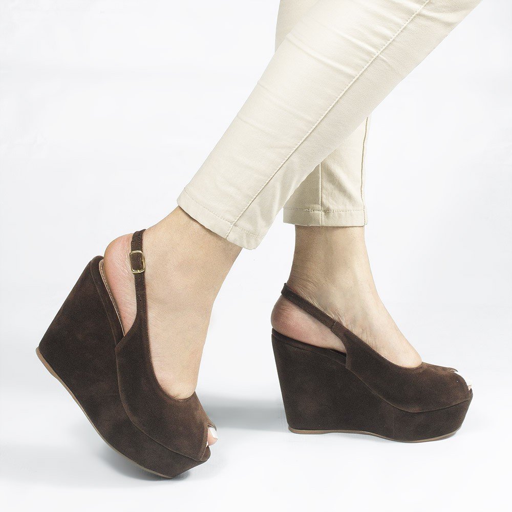 Sandália Zatta  Anabela Peeptoe Anita Marrom Marrom 2