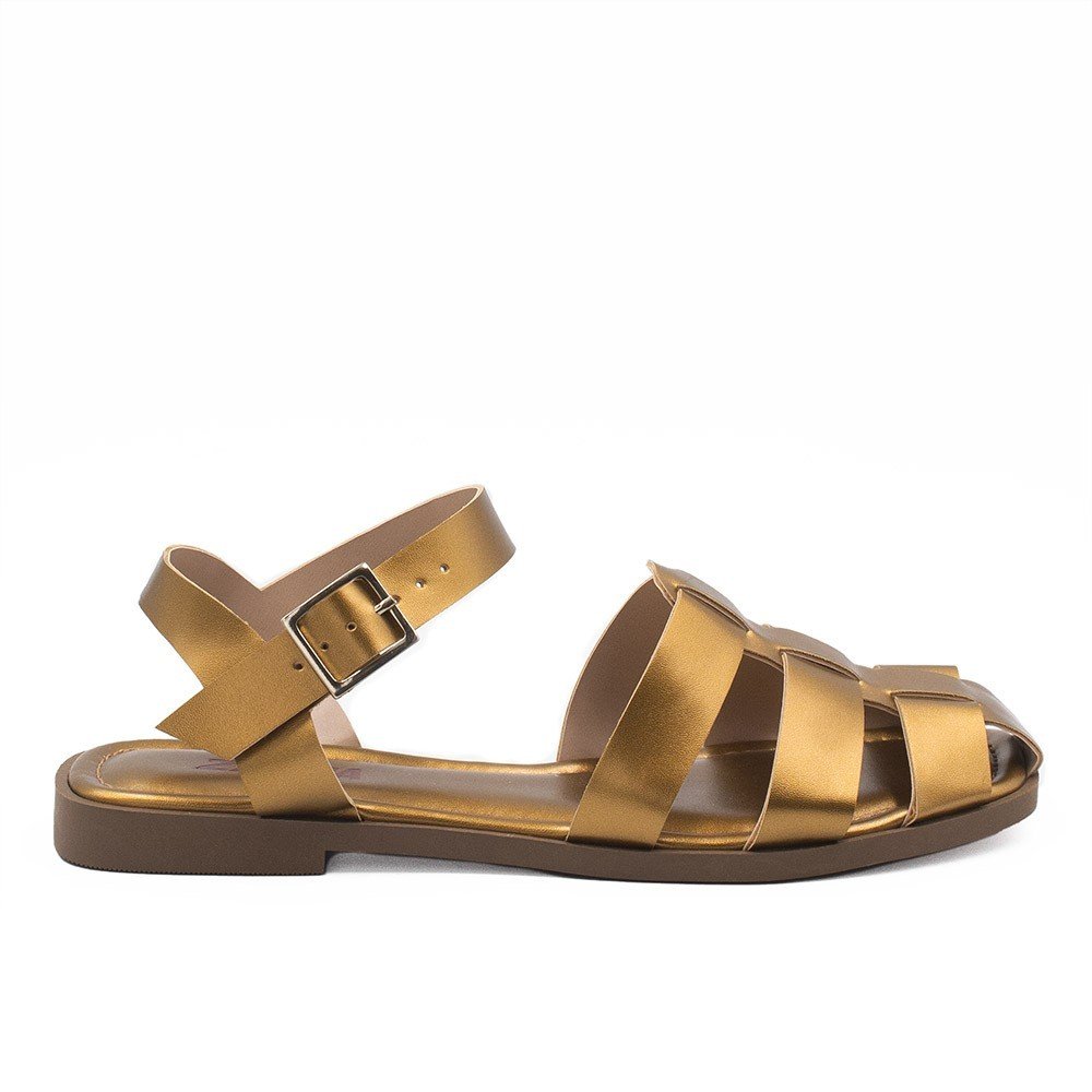 Sandália Rasteira Zatta Fechada na Frente Luma Bronze