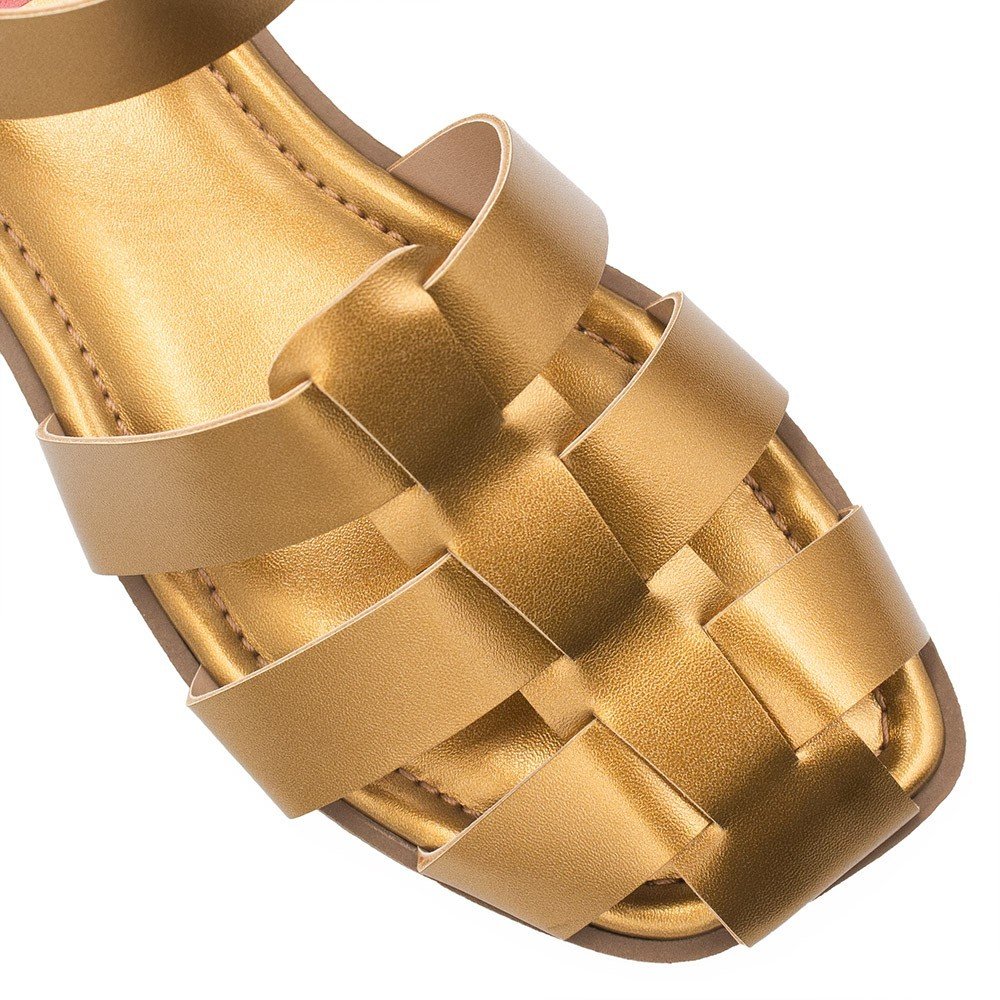 Sandália Rasteira Zatta Fechada na Frente Luma Bronze Dourado 5