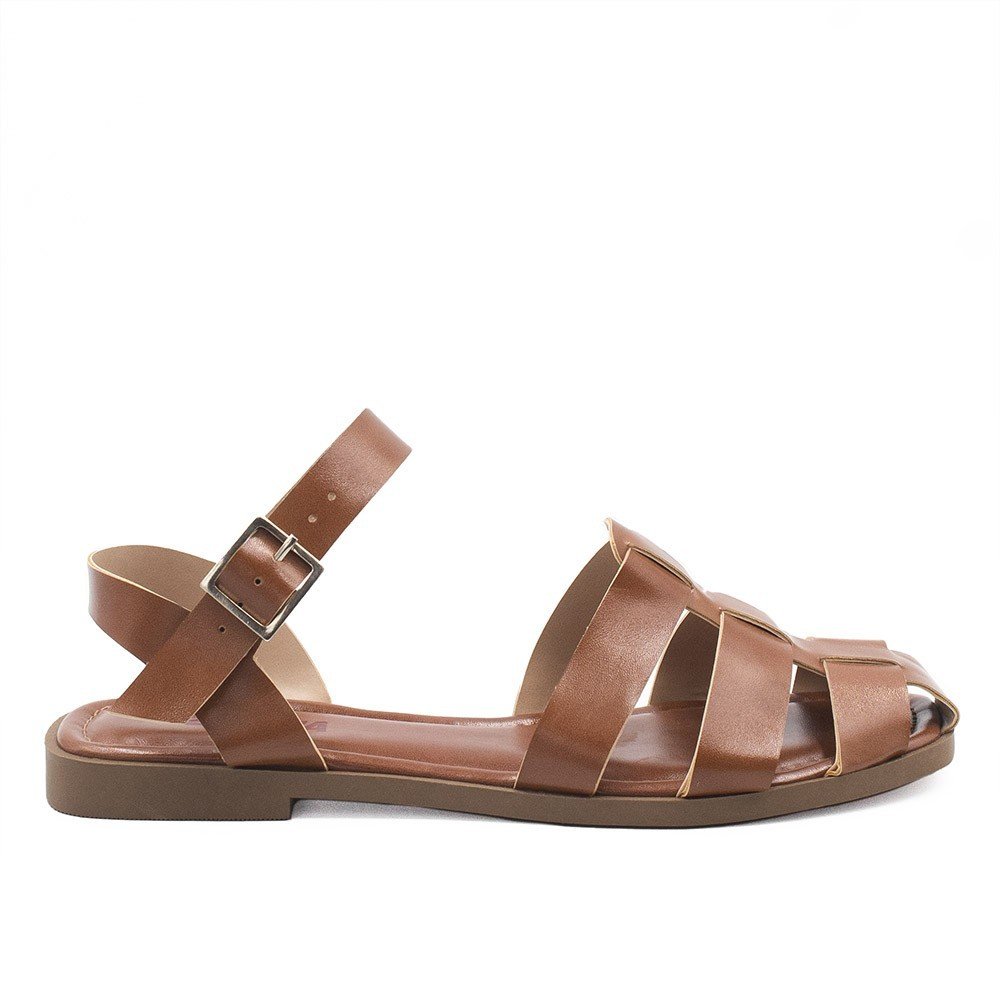 Sandália Rasteira Zatta Fechada na Frente Luma Caramelo