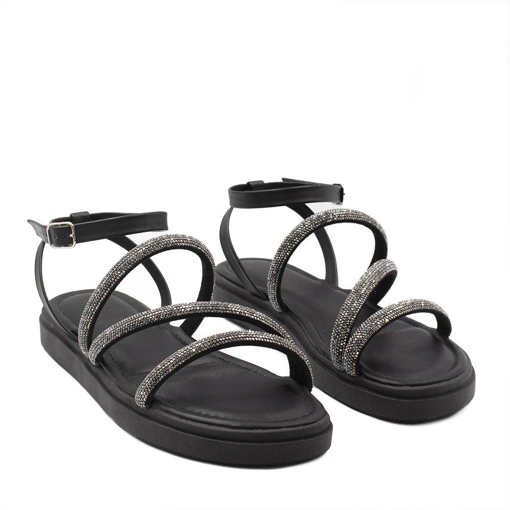 Sandália Papete Zatta Flat  Brilho Aurora Preta Preto 3