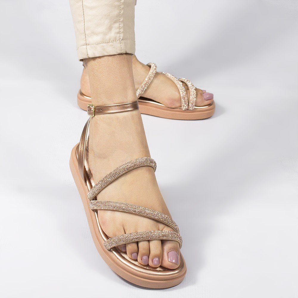 Sandália Papete Zatta Flat Brilho Aurora Cobre Cobre 4