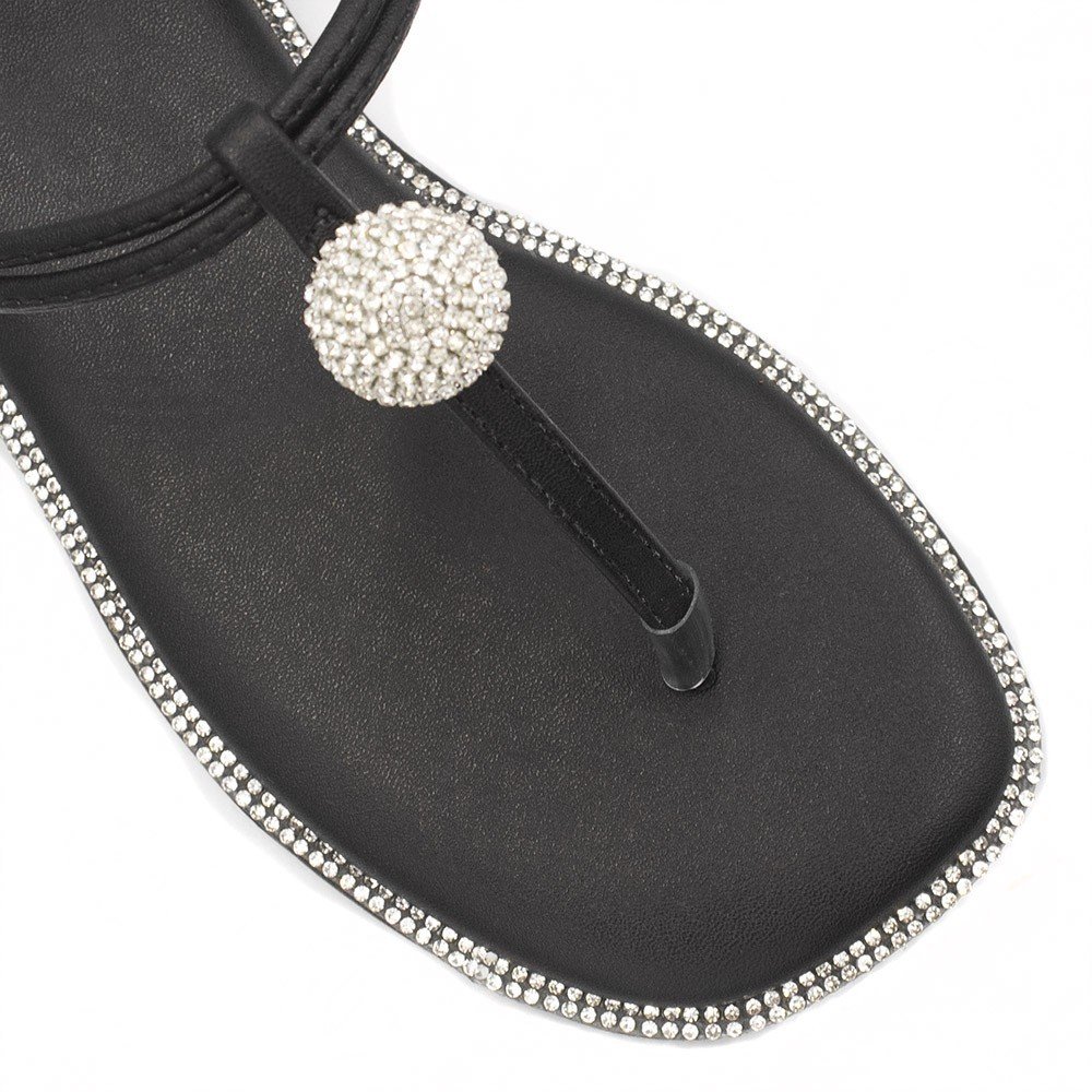 Sandália Rasteira Zatta Flat Brilho Consuelo Preto Preto 5