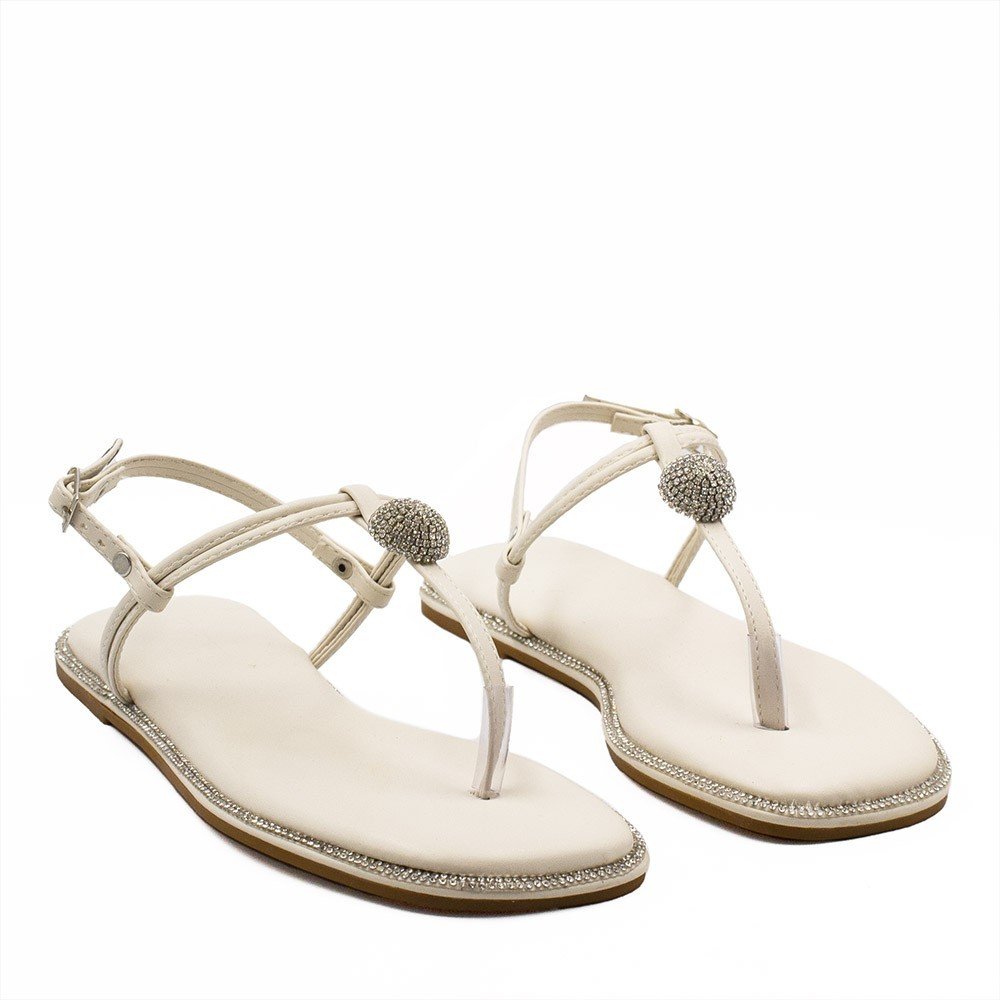 Sandália Rasteira Zatta Flat Brilho Consuelo Off White Branco 3