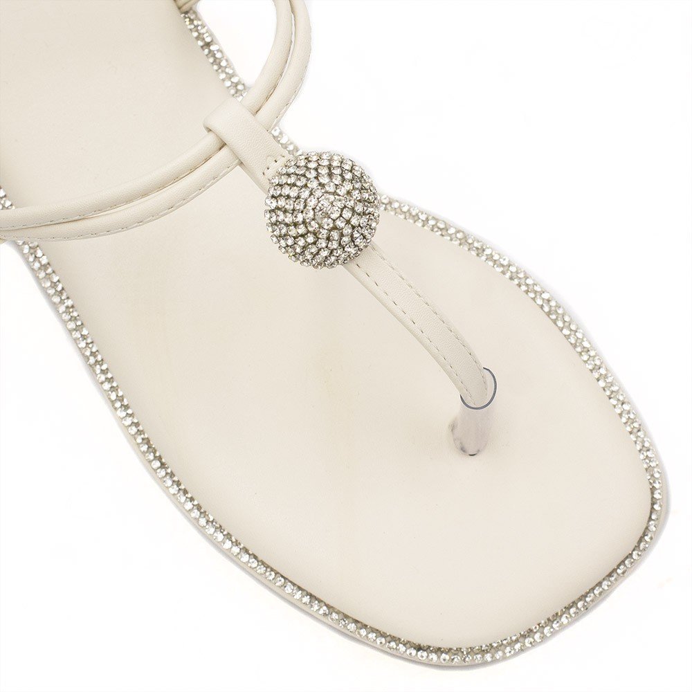 Sandália Rasteira Zatta Flat Brilho Consuelo Off White Branco 5