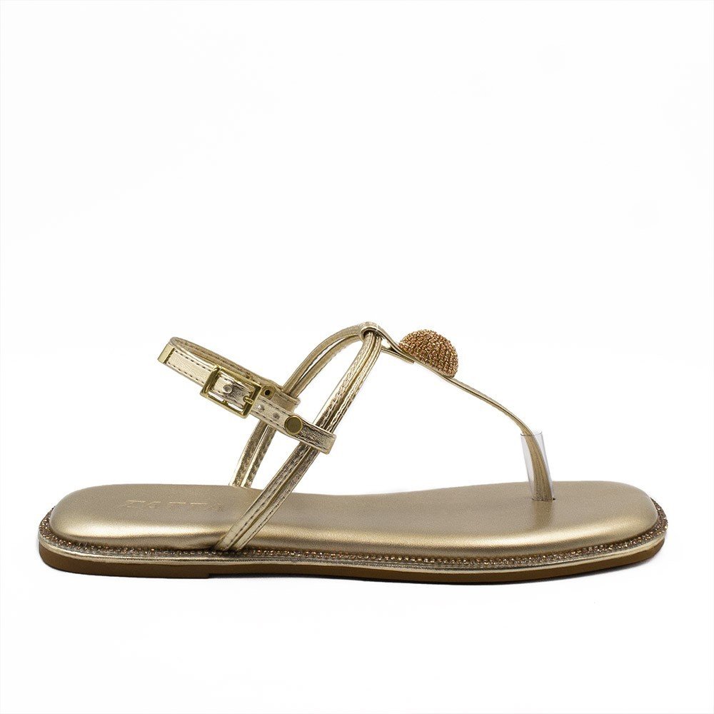 Sandália Rasteira Zatta Flat Brilho Consuelo Dourada