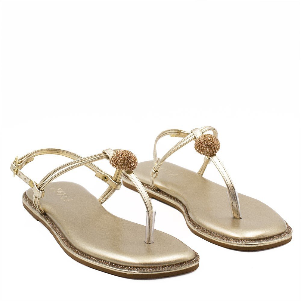 Sandália Rasteira Zatta Flat Brilho Consuelo Dourada Dourado 3