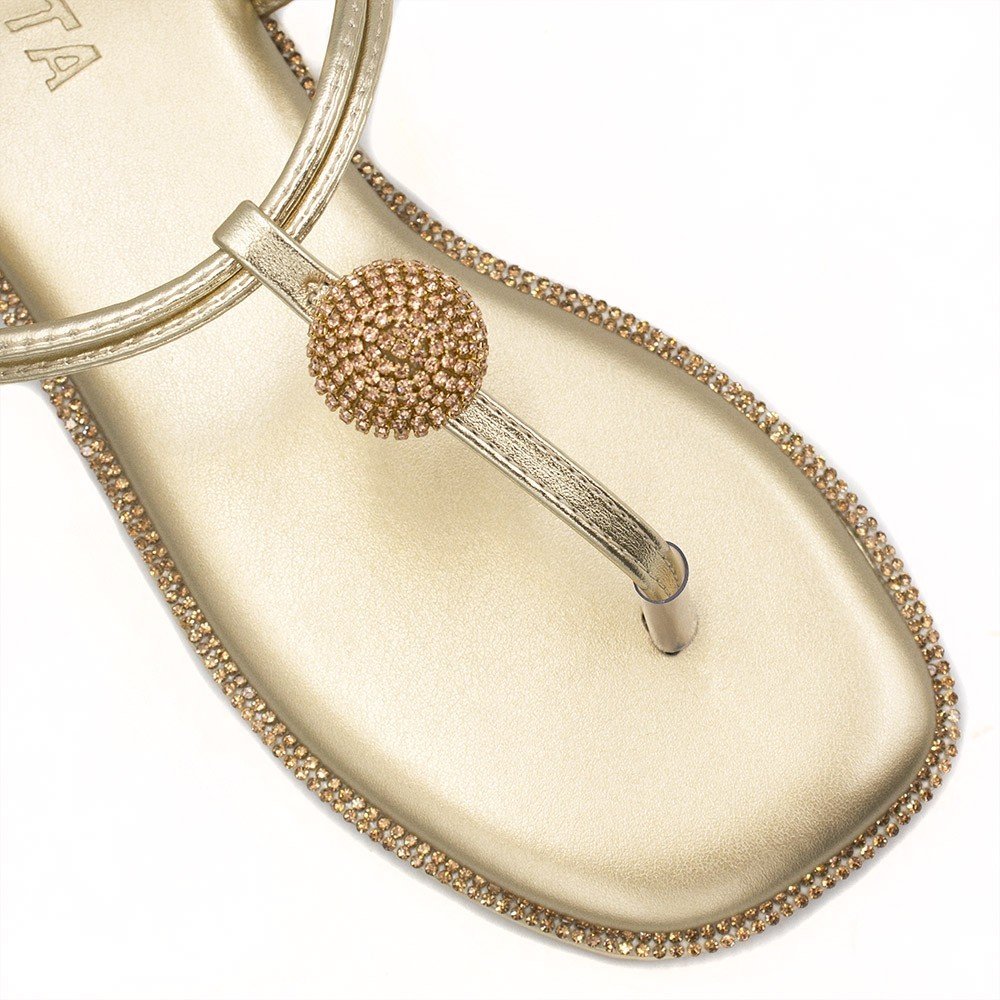 Sandália Rasteira Zatta Flat Brilho Consuelo Dourada Dourado 5