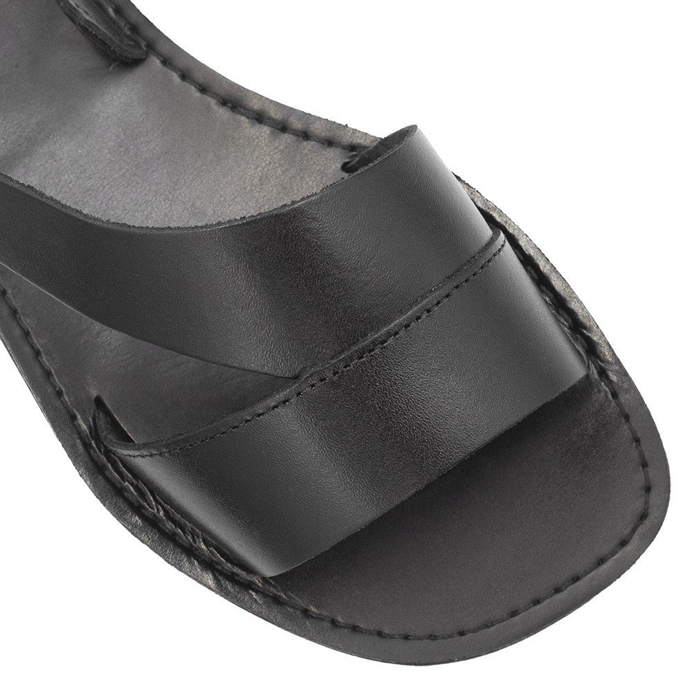 Sandália Rasteira Zatta Couro Flat Gabriela Preta Preto 5