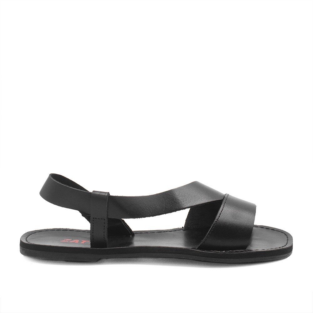 Sandália Rasteira Zatta Couro Flat Gabriela Preta