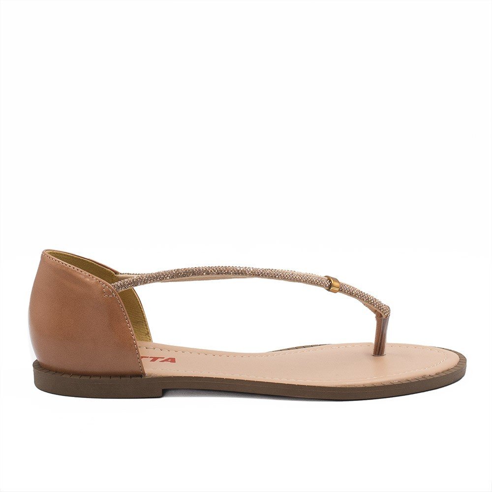 Sandália Rasteira Zatta Brilho Fechada Lady Nude