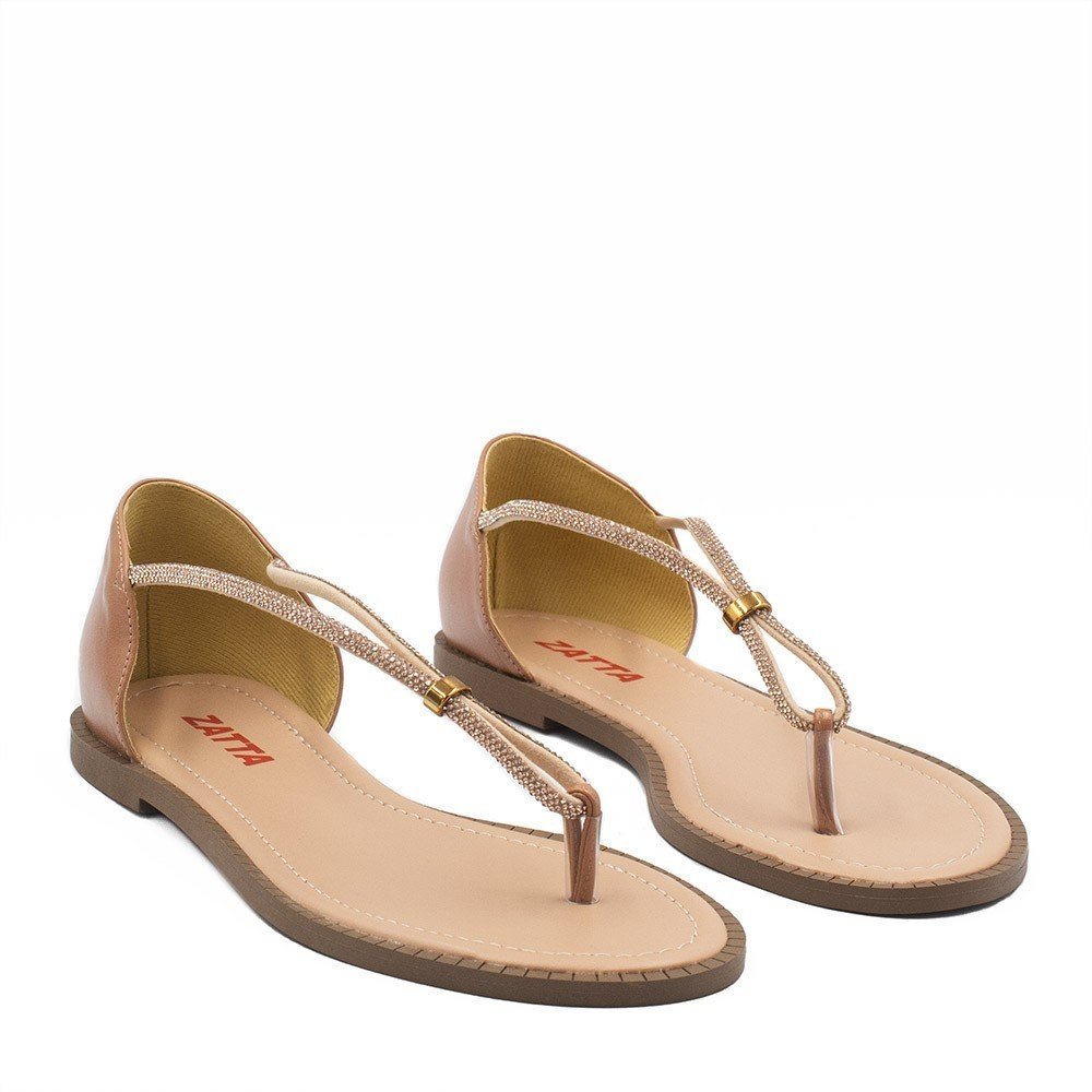 Sandália Rasteira Zatta Brilho Fechada Lady Nude Nude 3