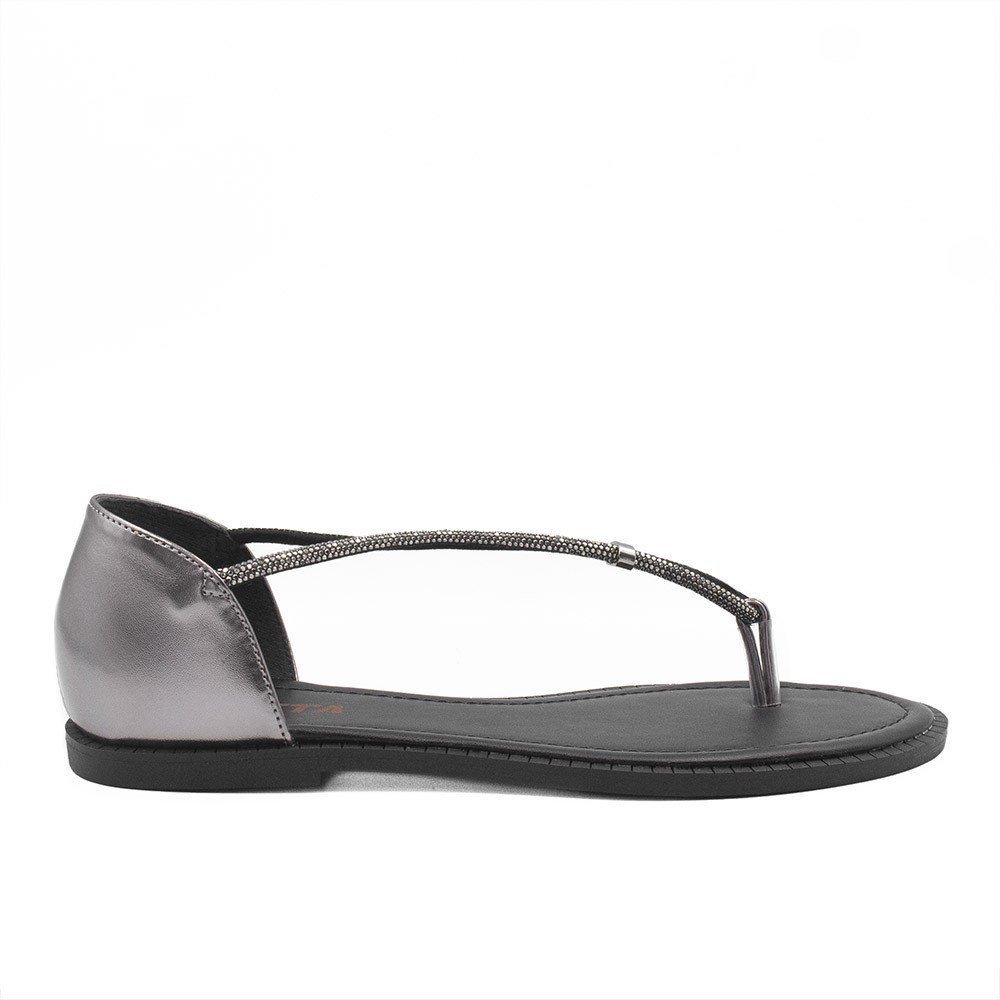 Sandália Rasteira Zatta Brilho Fechada Lady Chumbo