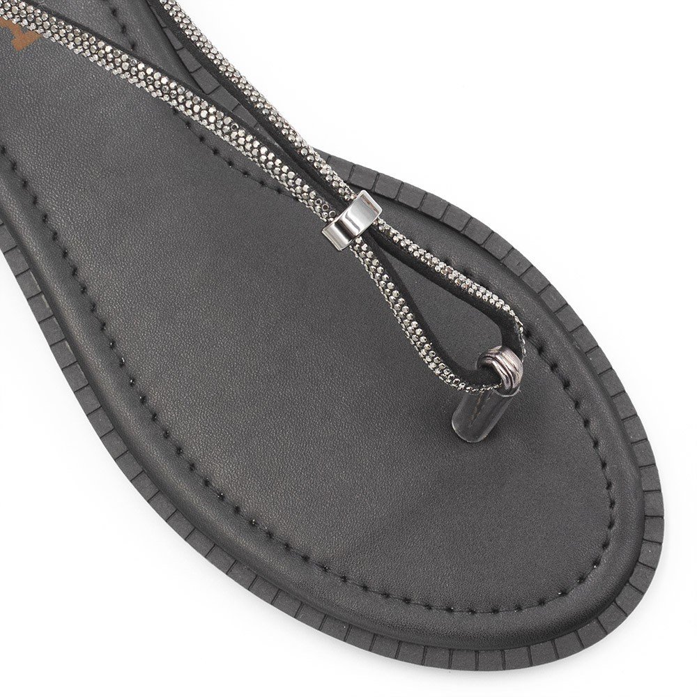 Sandália Rasteira Zatta Brilho Fechada Lady Chumbo Prata 5