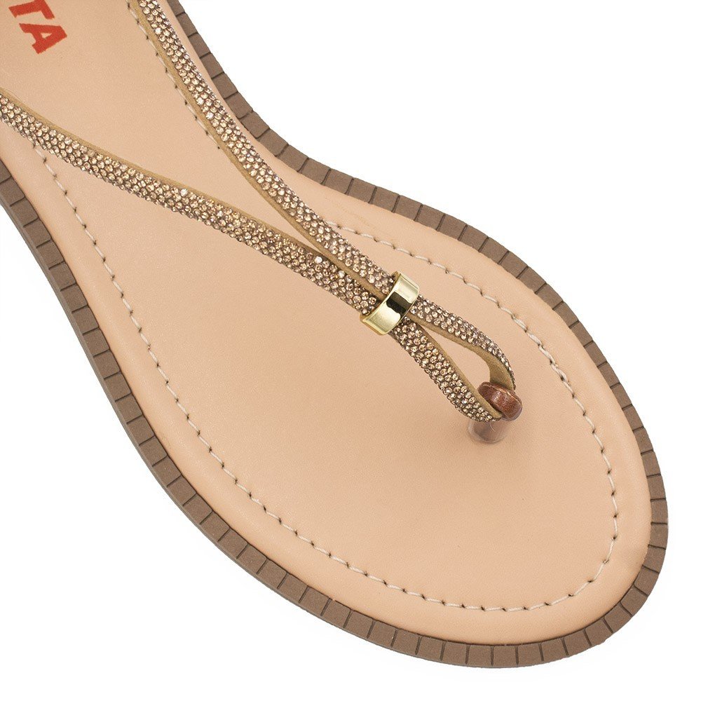 Sandália Rasteira Zatta Brilho Fechada Lady Caramelo Marrom 4