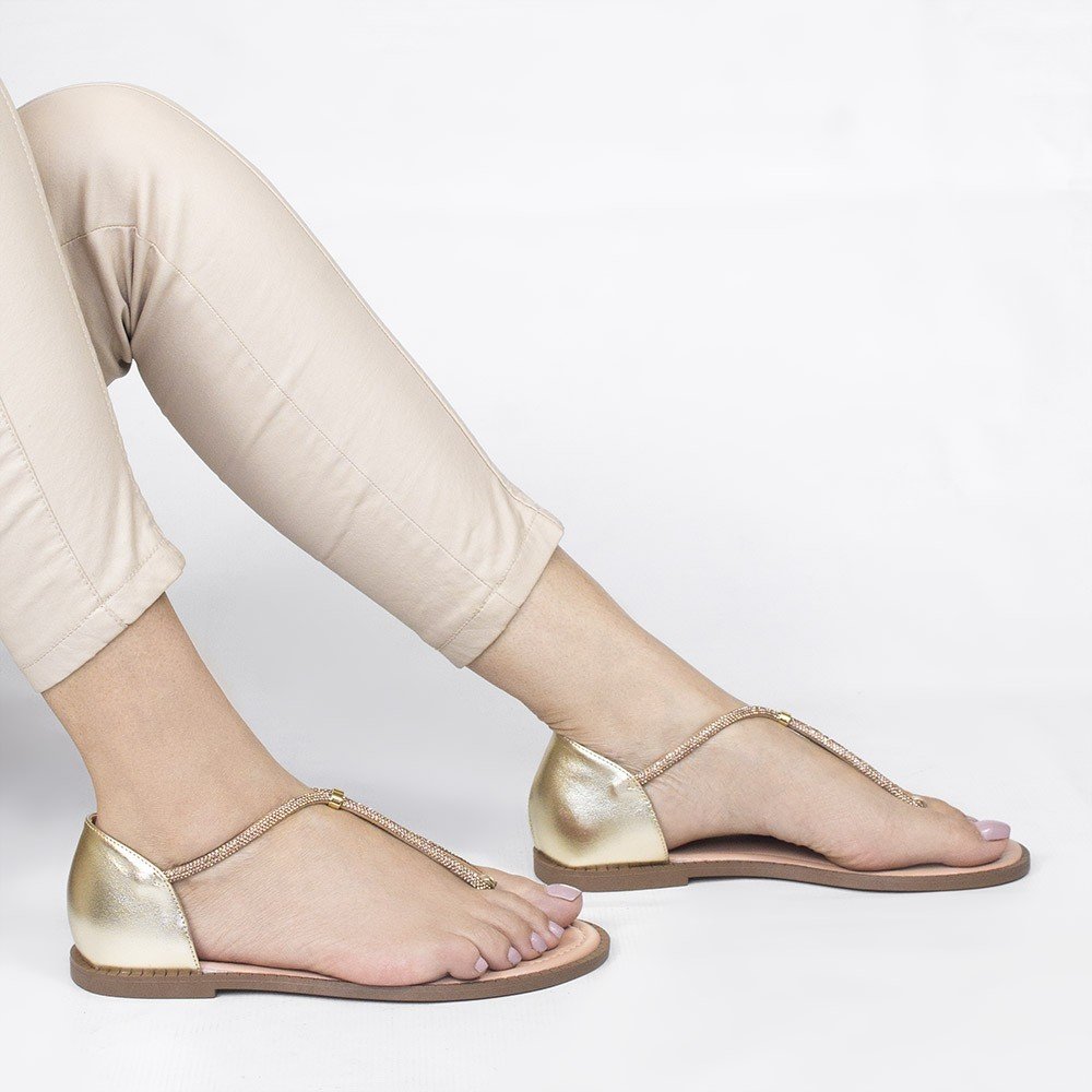 Sandália Rasteira Zatta Brilho Fechada Lady Dourada Dourado 2
