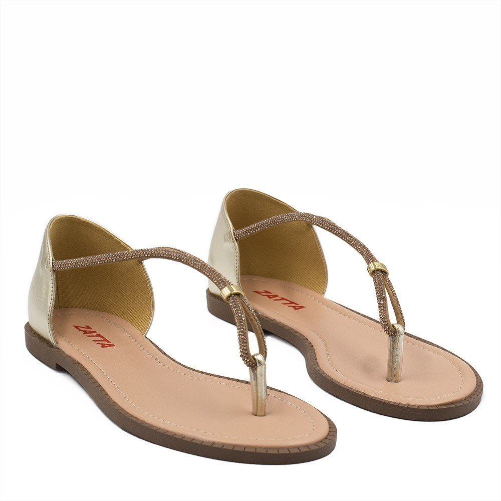 Sandália Rasteira Zatta Brilho Fechada Lady Dourada Dourado 5