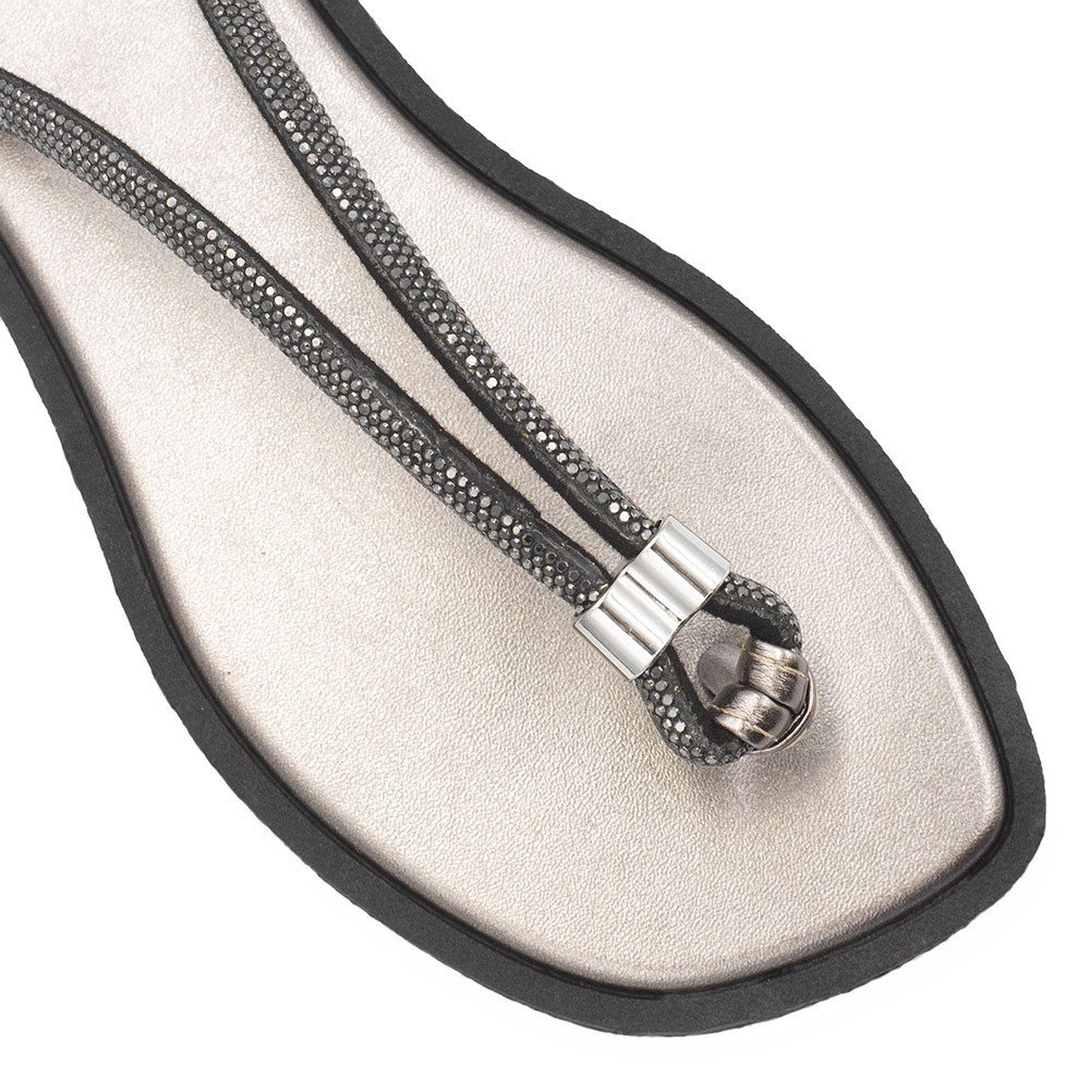 Chinelo de Dedo Zatta Brilho Dandada Prata Velho Preto 3