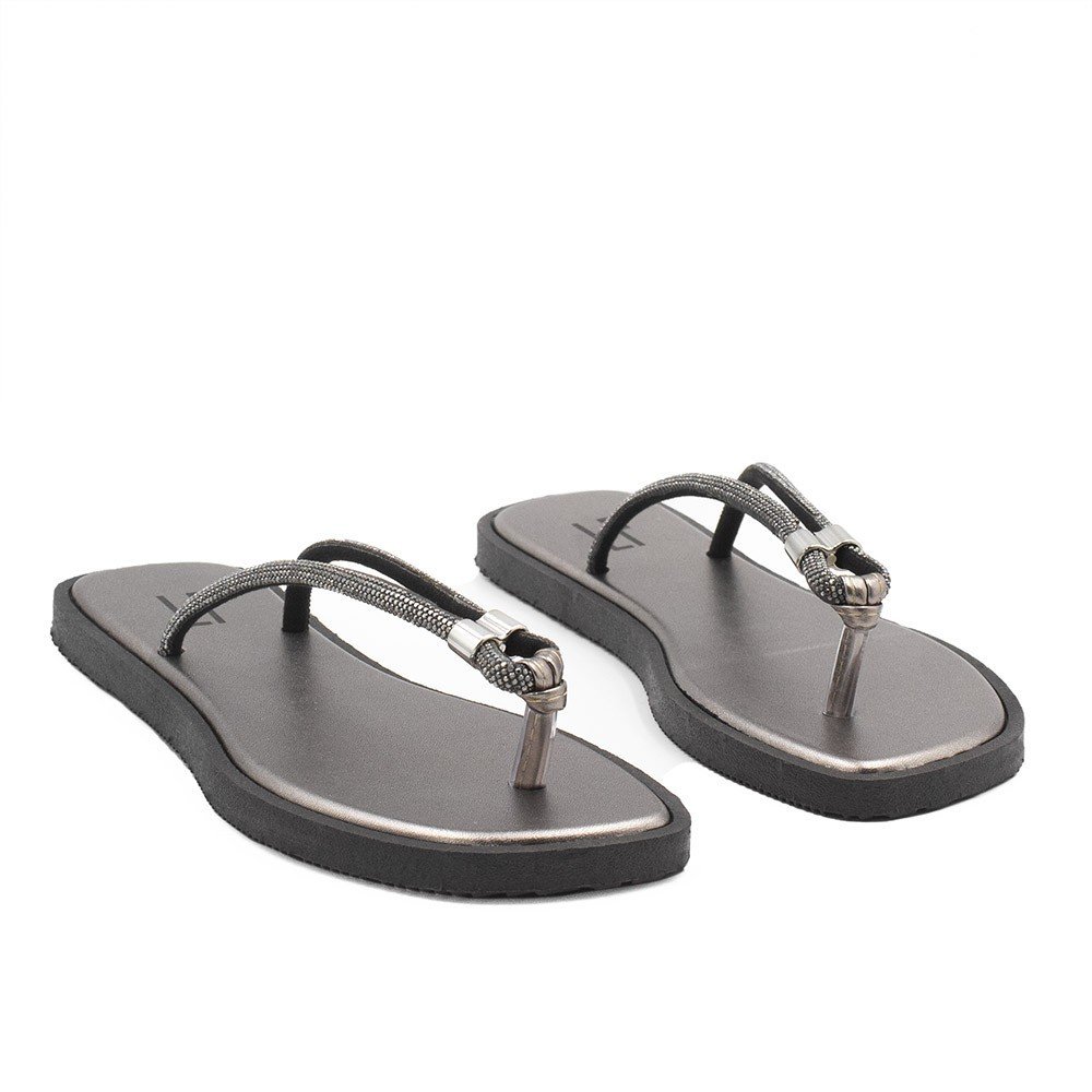 Chinelo de Dedo Zatta Brilho Dandada Prata Velho Preto 4