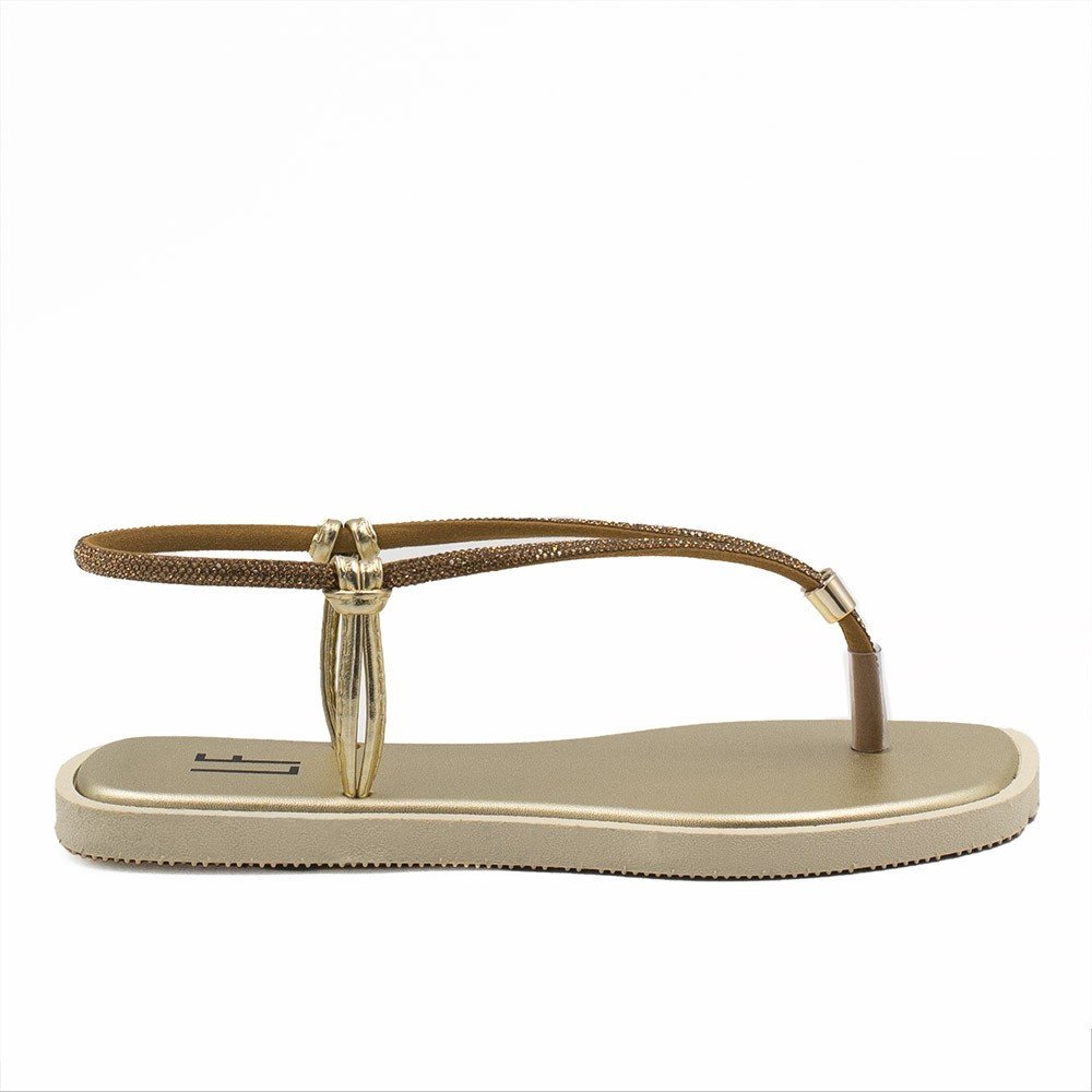 Sandália Rasteira Zatta Ajuste Brilho Débora Dourada