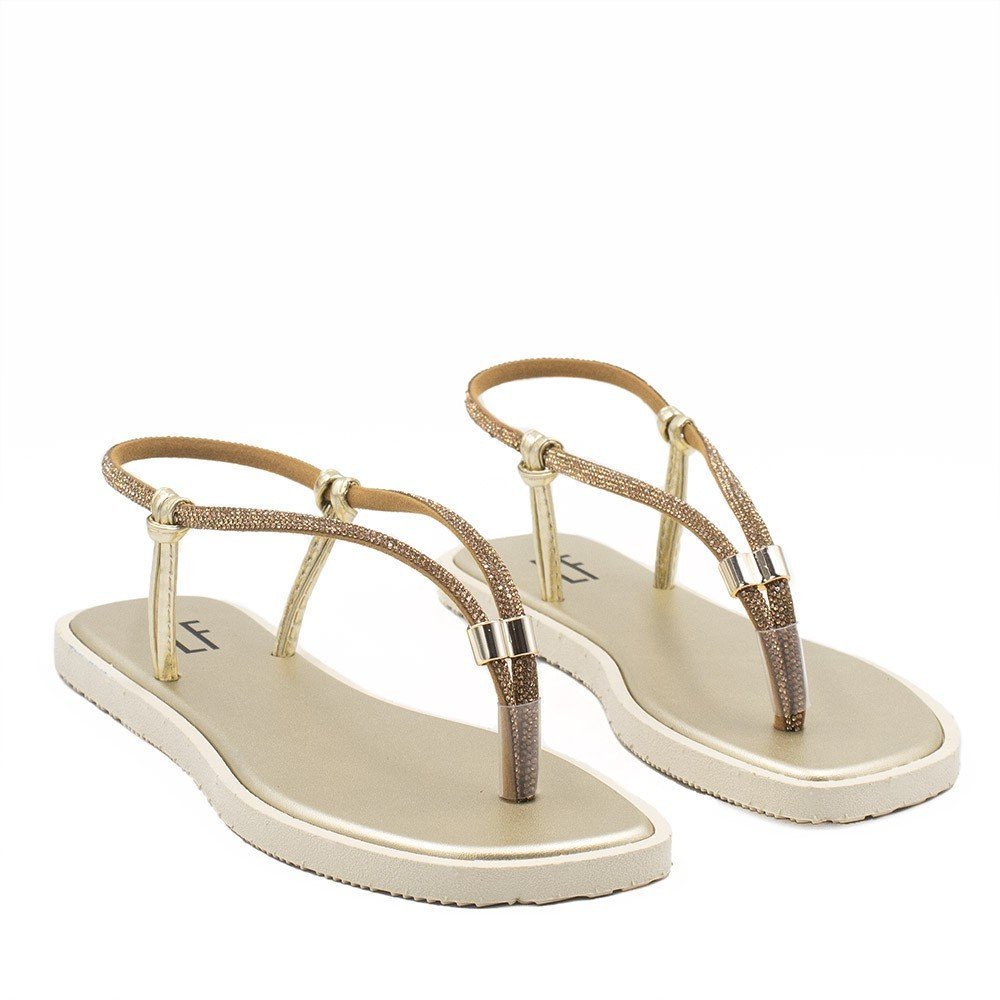 Sandália Rasteira Zatta Ajuste Brilho Débora Dourada Dourado 3