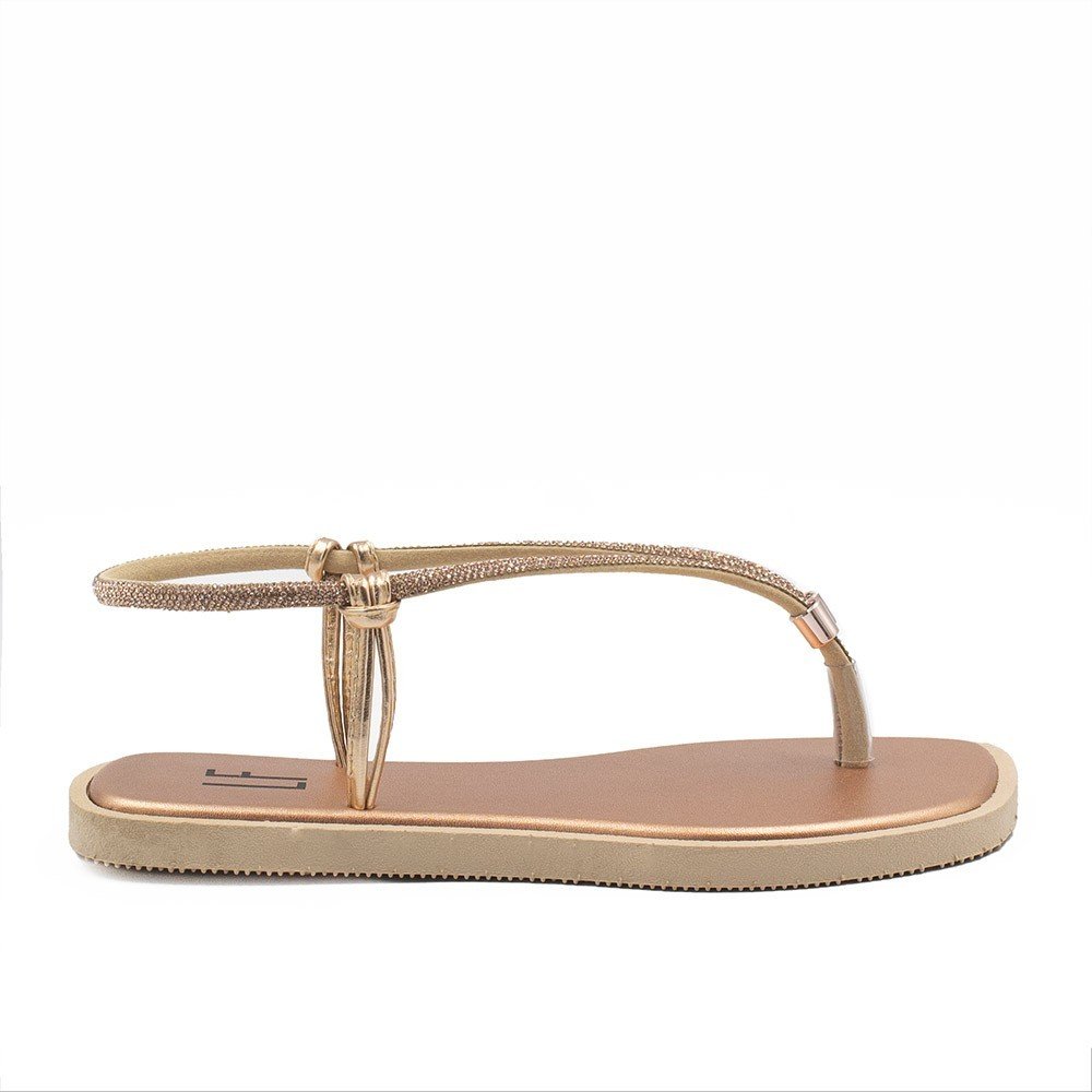 Sandália Rasteira Zatta Ajuste Brilho Débora Cobre Cobre 6