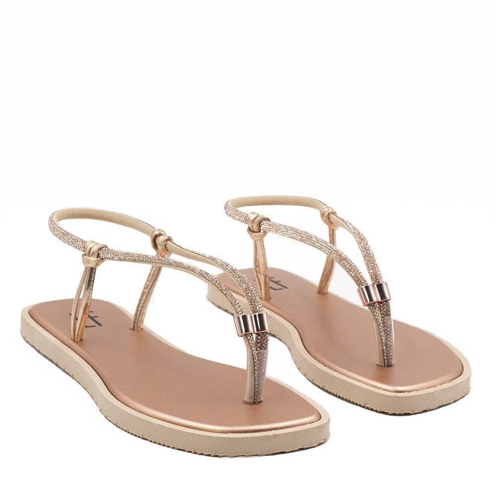 Sandália Rasteira Zatta Ajuste Brilho Débora Cobre Cobre 2