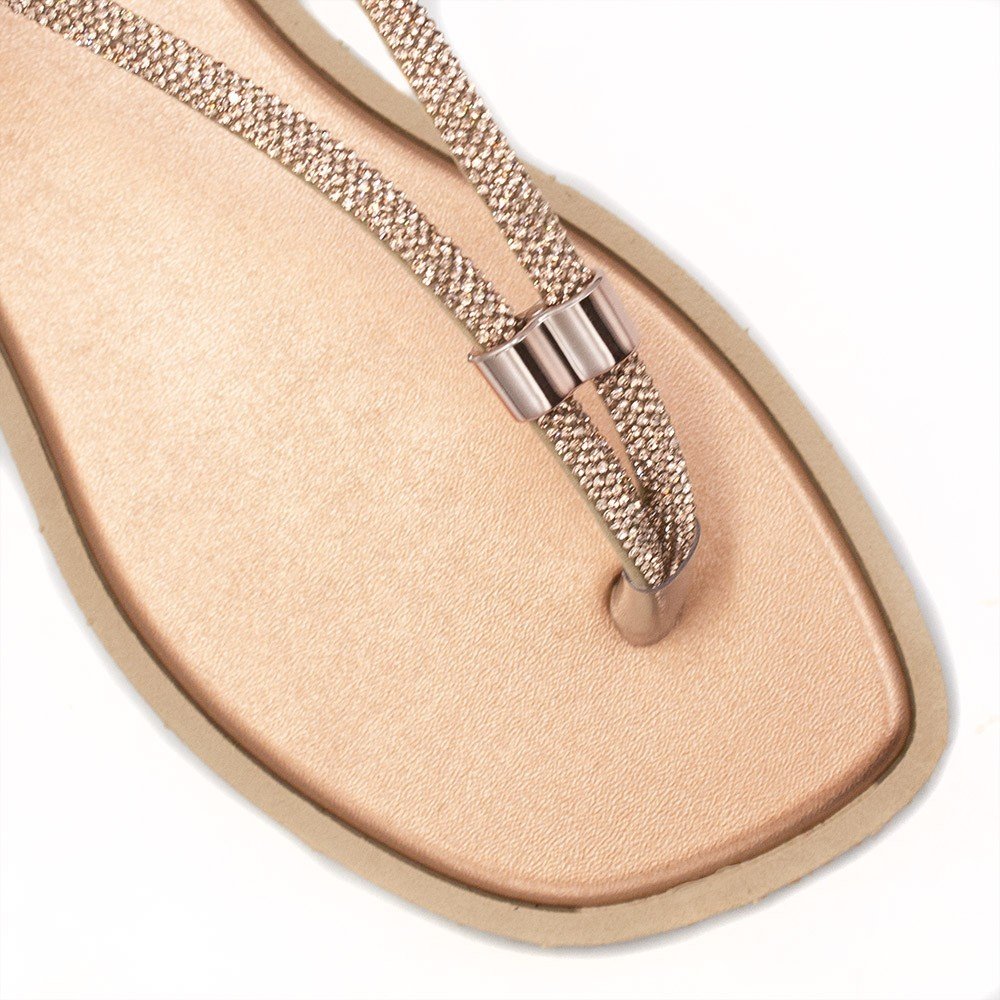 Sandália Rasteira Zatta Ajuste Brilho Débora Cobre Cobre 4