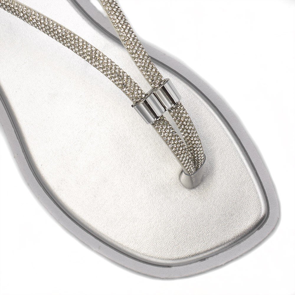 Sandália Rasteira Zatta Ajuste Brilho Débora Prata Prata 5