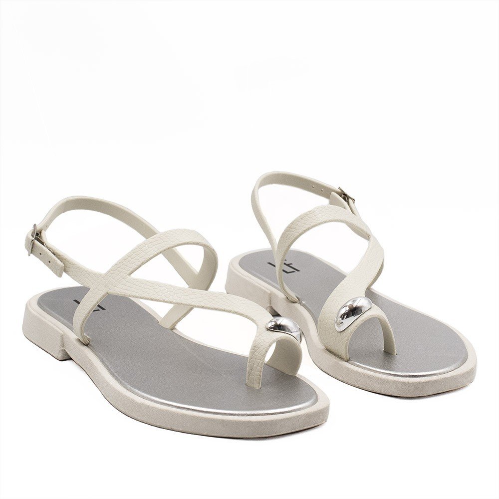 Rasteira Zatta Metal Dedo Debby Off White Branco 3