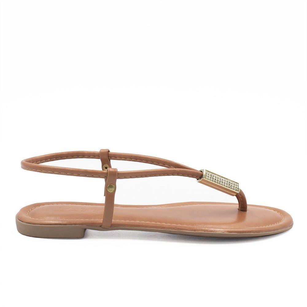 Sandália Rasteira Zatta Ajustável Brilho Cibele Nude