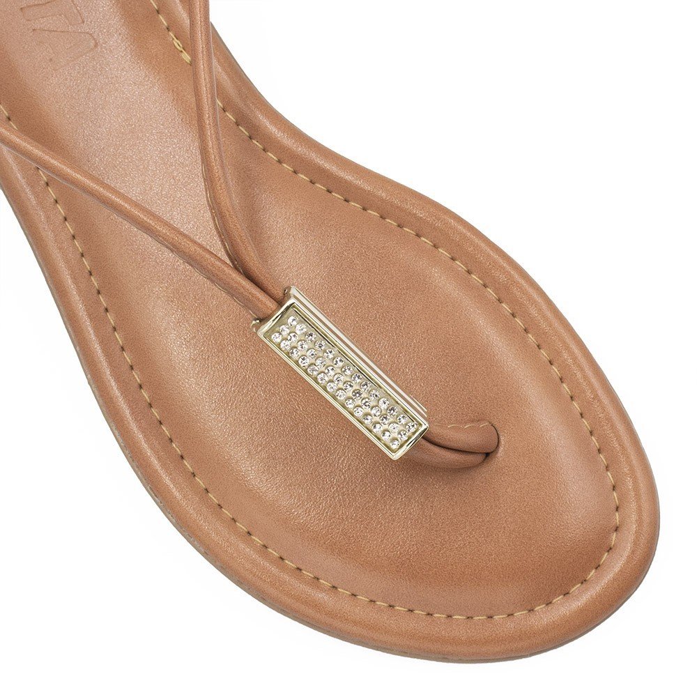 Sandália Rasteira Zatta Ajustável Brilho Cibele Nude Nude 4