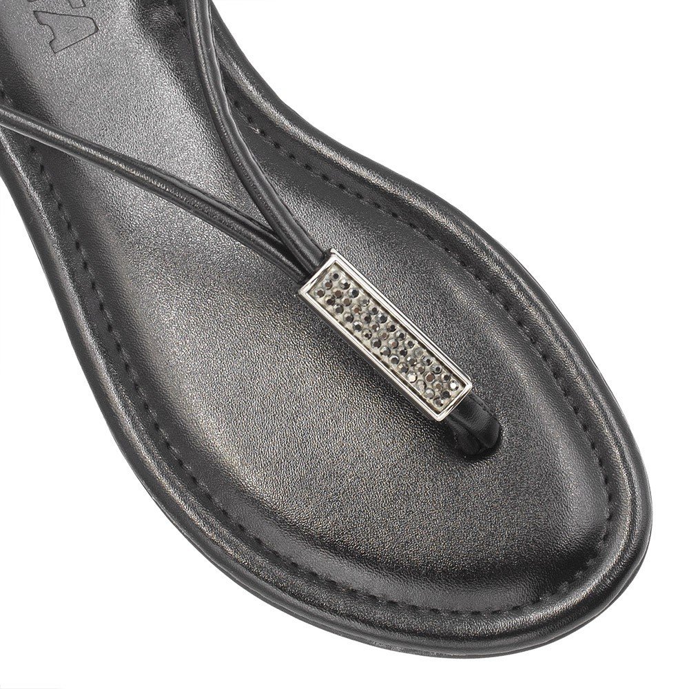 Sandália Rasteira Zatta Ajustável Brilho Cibele Preta Preto 3