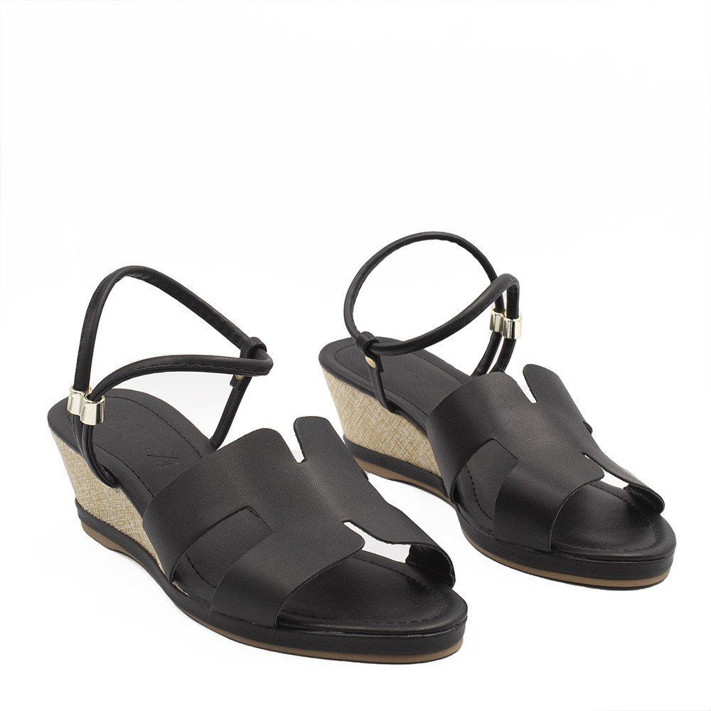 Sandália Zatta  Anabela Baixa Samara Preto Preto 3