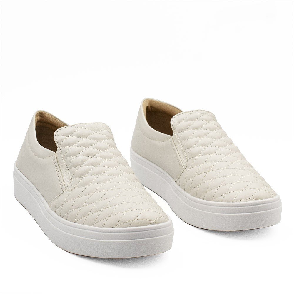 Tênis Slip-on  Zatta  Matelassê  Paula Off White Branco 6