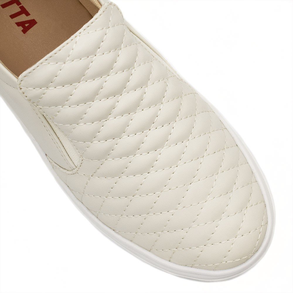 Tênis Slip-on  Zatta  Matelassê  Paula Off White Branco 9