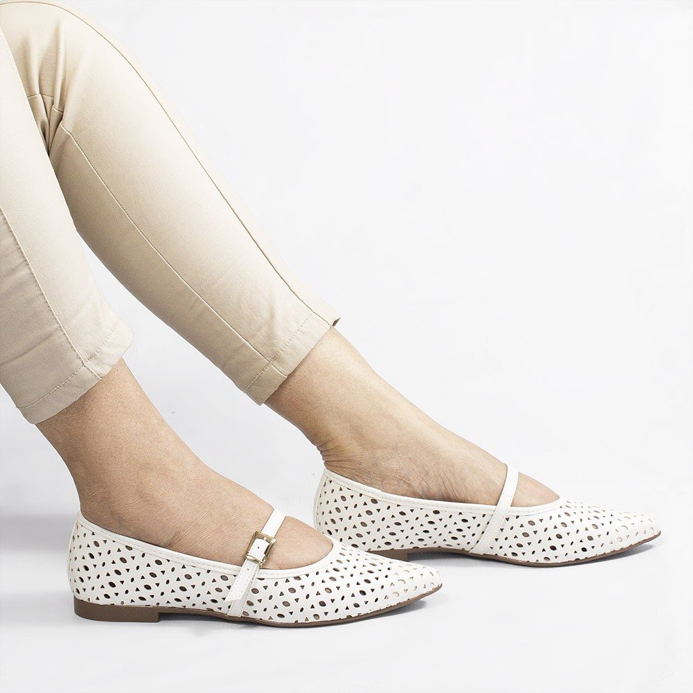 Sapatilha Zatta Bico Fino Cecilia Off White Branco 2