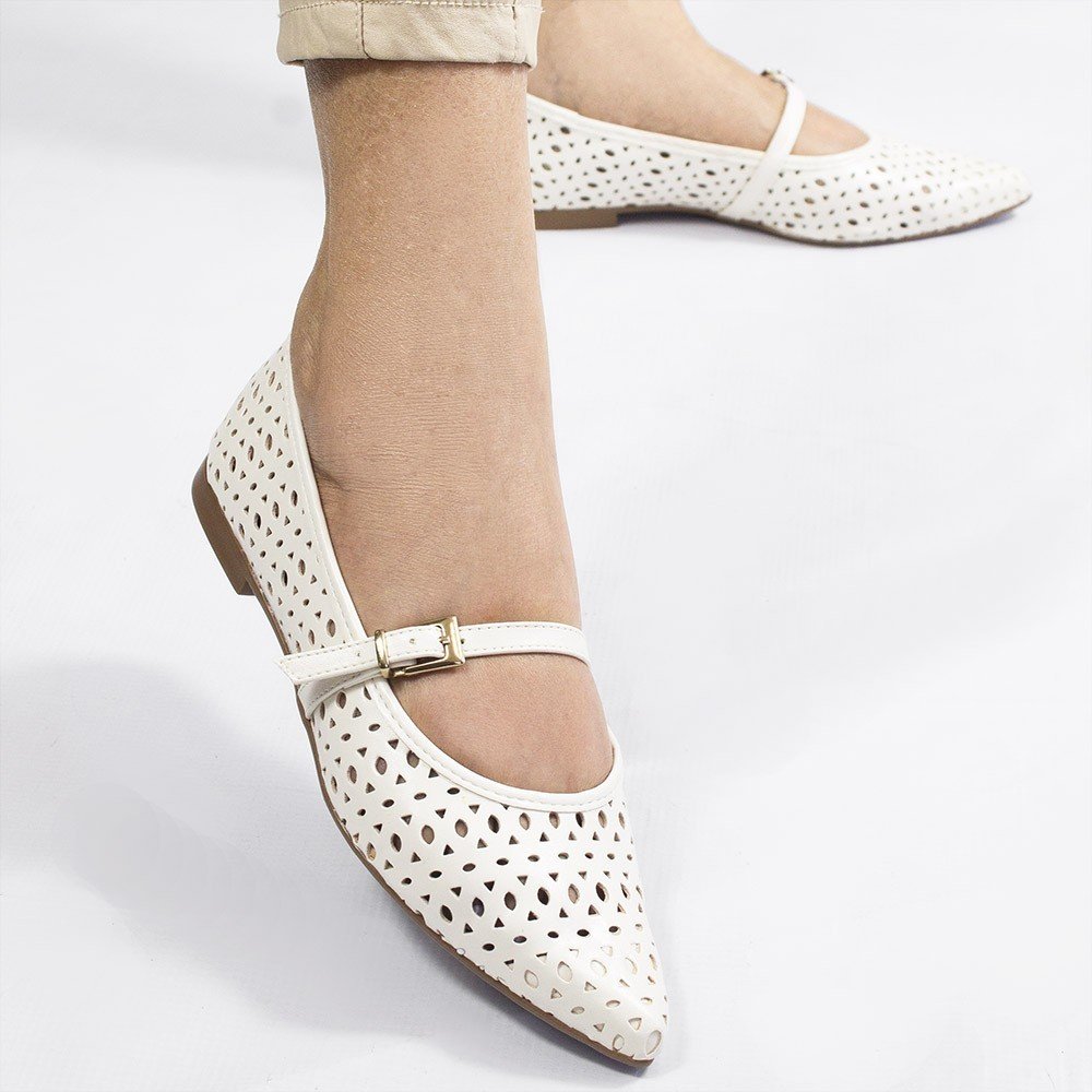 Sapatilha Zatta Bico Fino Cecilia Off White Branco 5