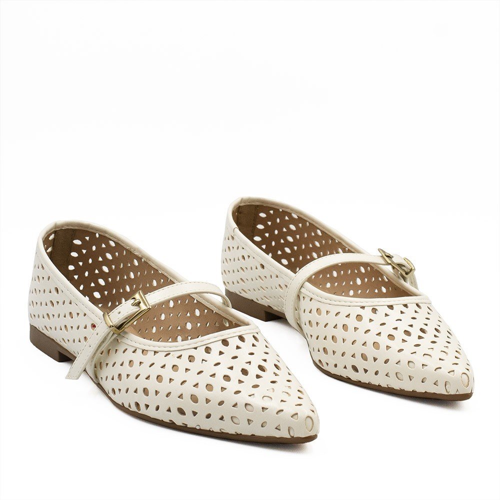 Sapatilha Zatta Bico Fino Cecilia Off White Branco 9