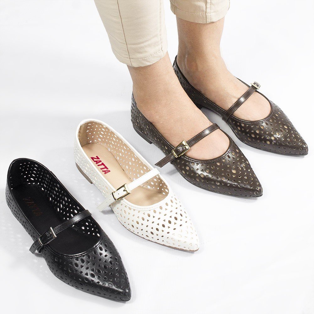 Sapatilha Zatta Bico Fino Cecilia Off White Branco 10