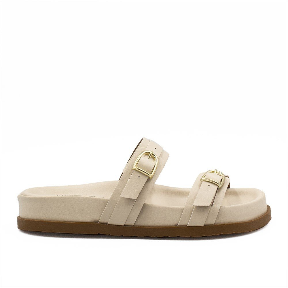 Papete  Zatta Anatômica Duas Tiras Fivela Odete Off White