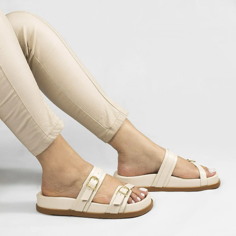 Papete  Zatta Anatômica Duas Tiras Fivela Odete Off White Off White 2