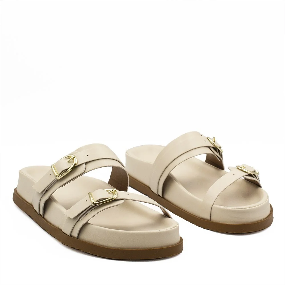 Papete  Zatta Anatômica Duas Tiras Fivela Odete Off White Off White 3