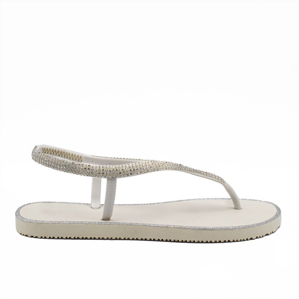 Rasteira Zatta Strass Fechada Martina Off White