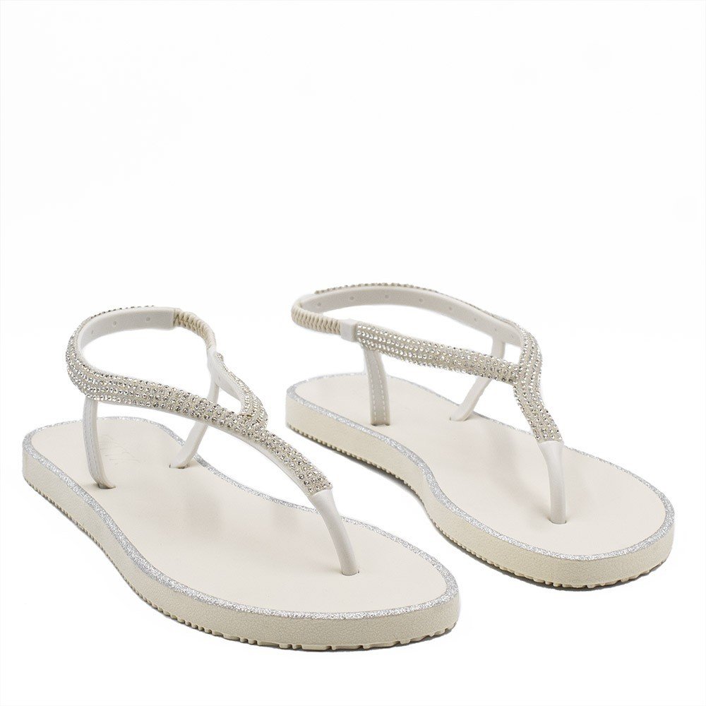 Rasteira Zatta Strass Fechada Martina Off White Branco 3