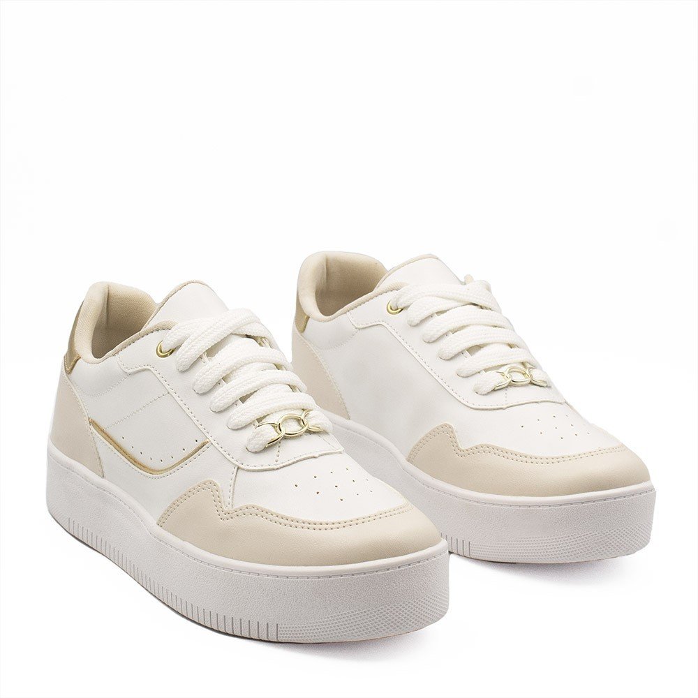 Tênis Zatta Feminino Sola Alta Juliana Branco/Bege 3