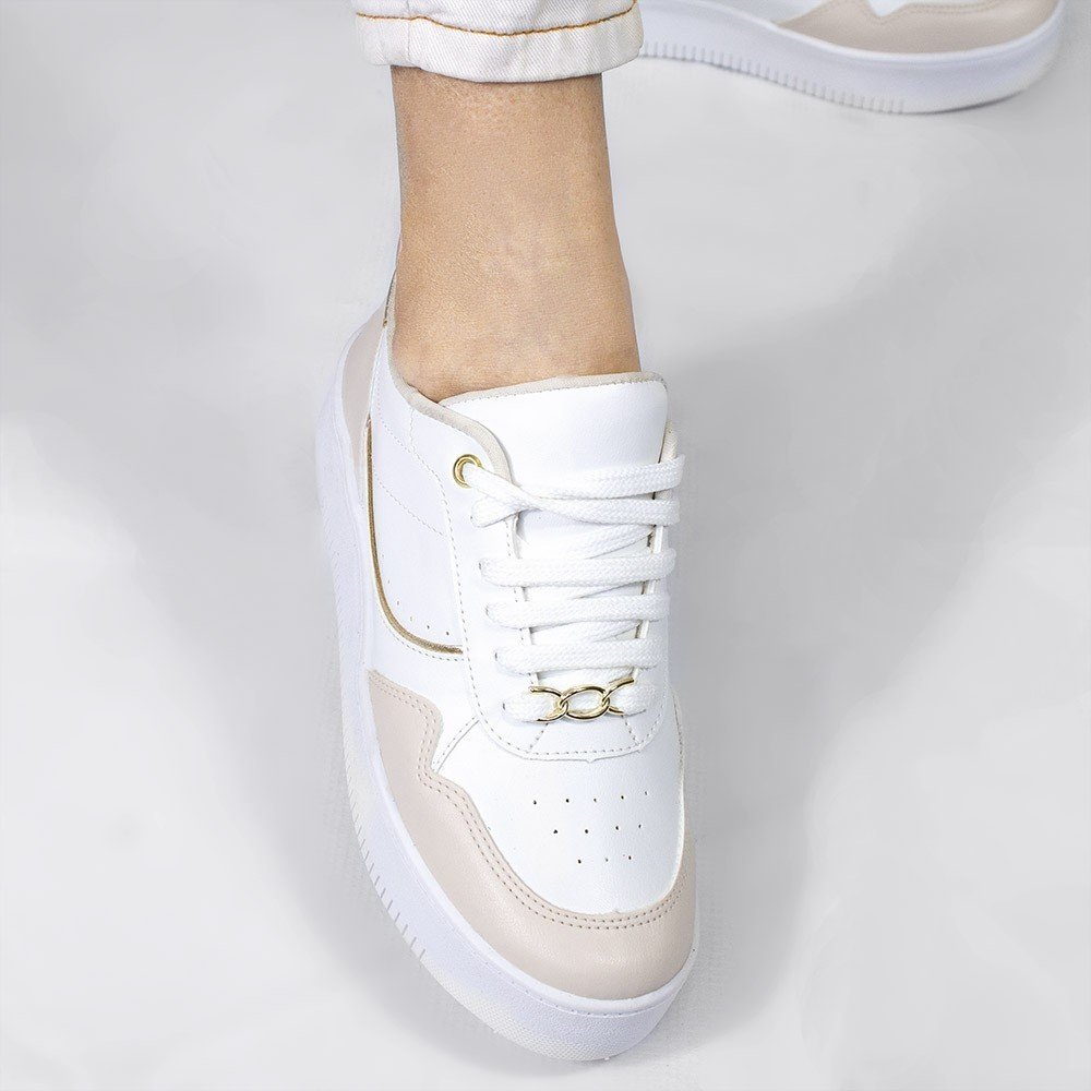 Tênis Zatta Feminino Sola Alta Juliana Branco/Bege 4