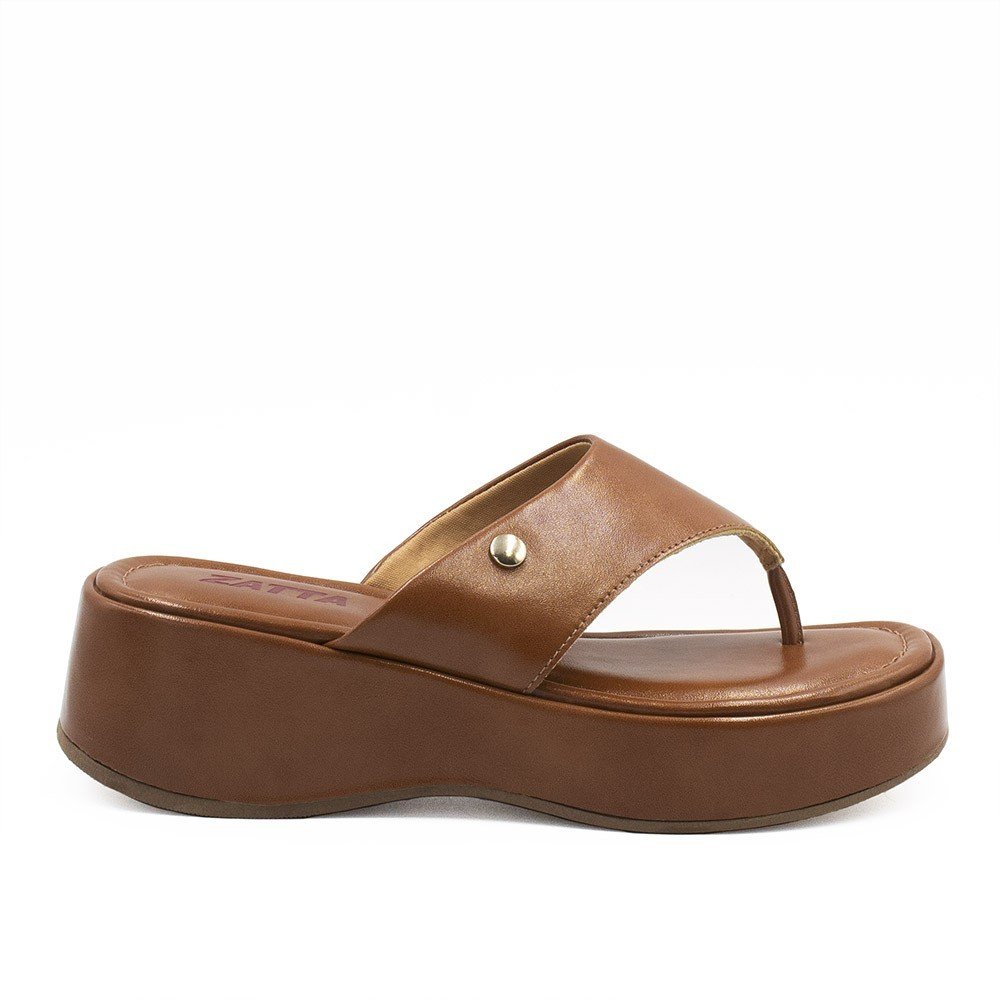 Tamanco De Dedo Zatta Flatform Tamires Marrom 9