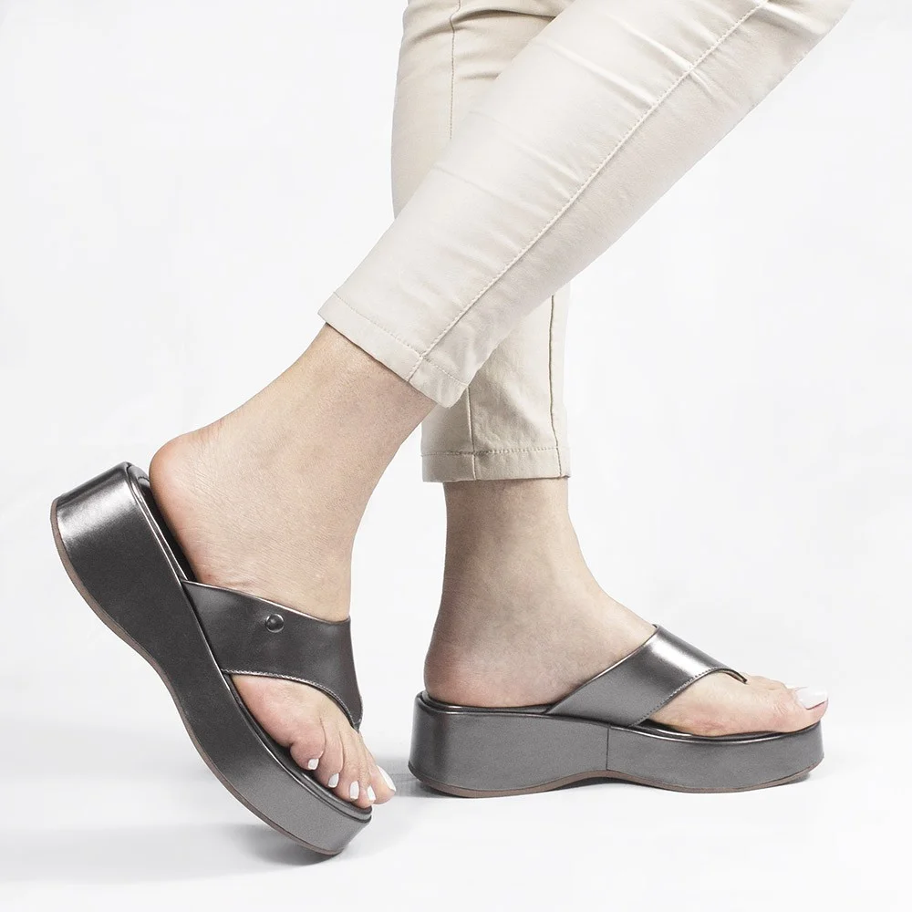 Tamanco De Dedo Zatta Flatform Tamires Prata 3