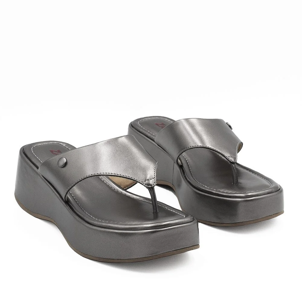 Tamanco De Dedo Zatta Flatform Tamires Prata 4